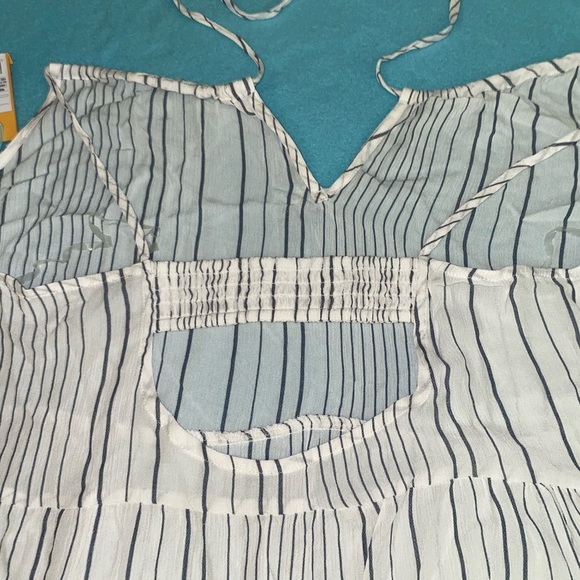 KONA SOL tiered maxi striped dress adjustable spaghetti straps beach NEW size XL - Picture 6 of 12